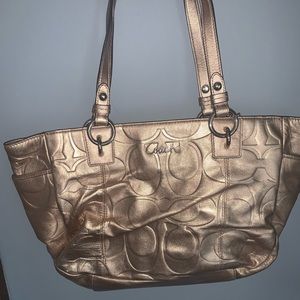 Metallic Leather Coach Bag
